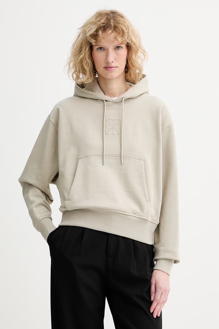 Dukserica Calvin Klein s kapuljačom bež LV047E240G