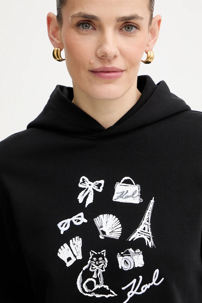 Karl Lagerfeld bluza bawełniana czarny B1W20019