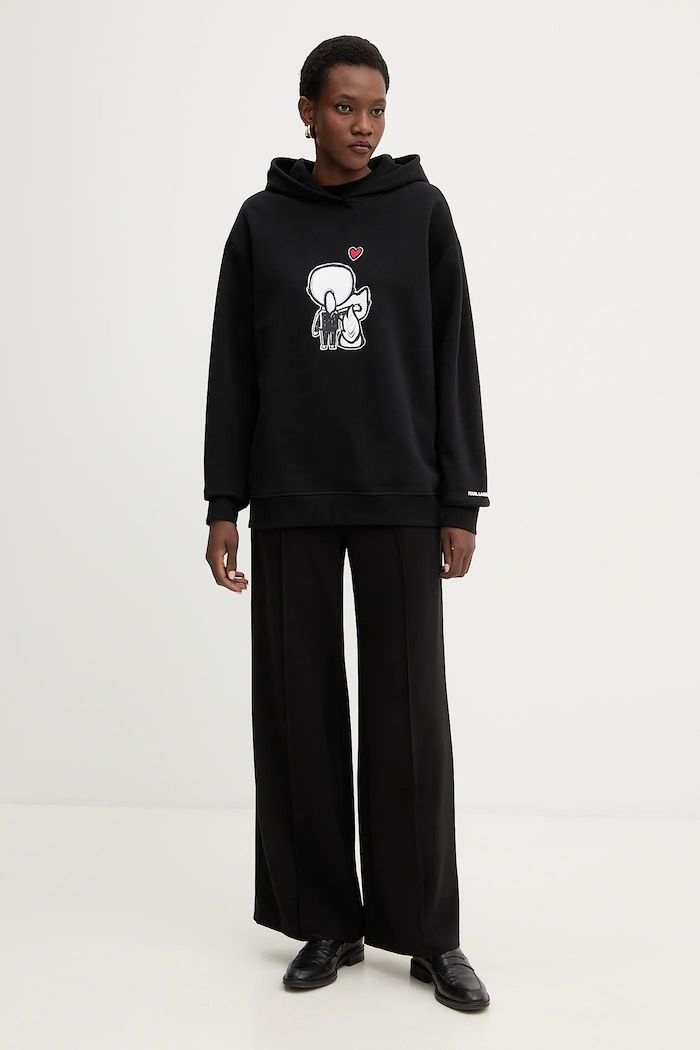 Karl Lagerfeld bluza bawełniana IKON B1W20030 czarny SS26