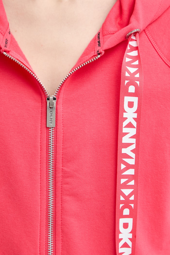 DKNY hanorac cu fermoar și glugă pentru femei din bumbac DP6J9510 rosu
