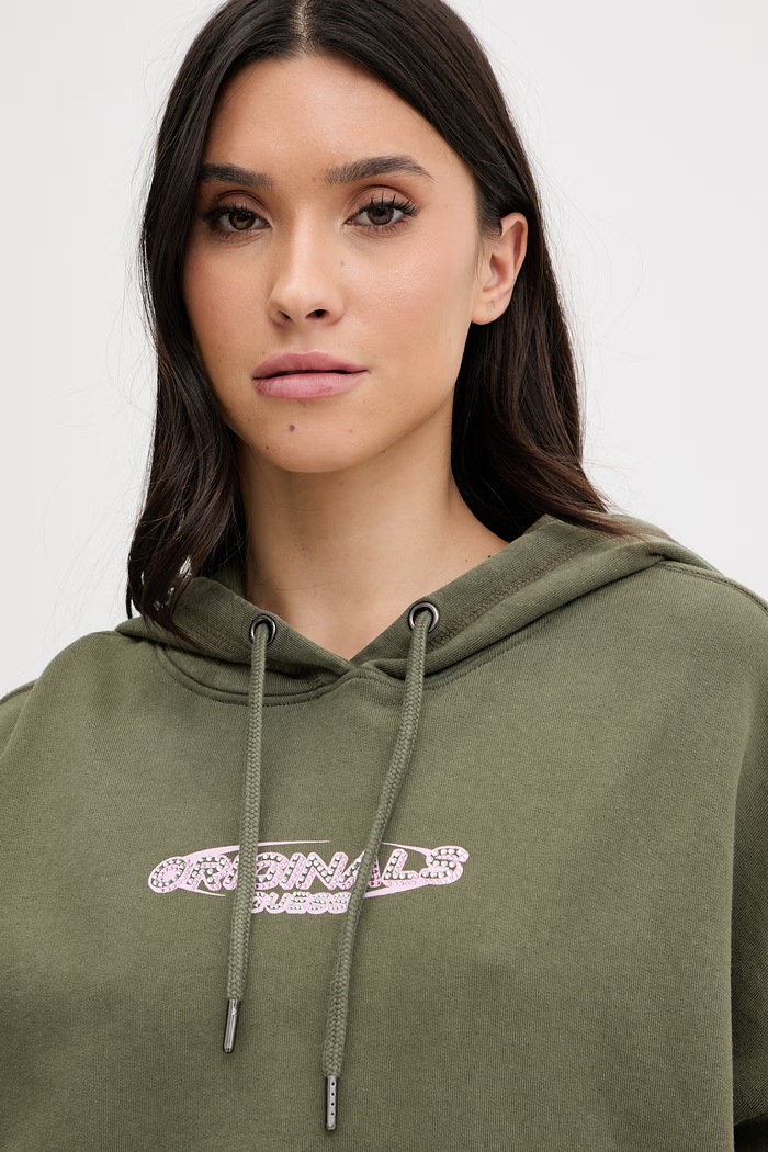 Guess Originals felpa in cotone verde W6RQ27.K68I4