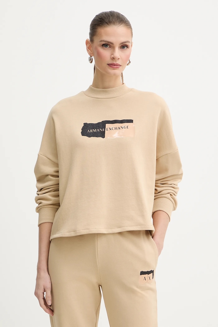 Mikina Armani Exchange bez kapuce béžová XW001799.AF24312