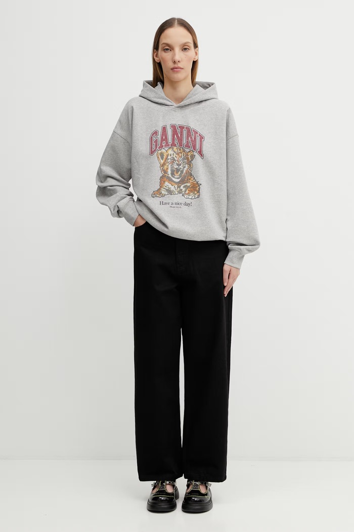 GANNI bluza z kapturem damska A1060024 szary