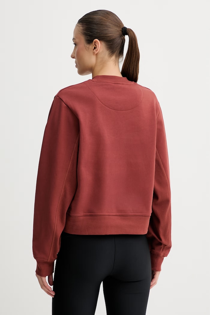 Дрехи adidas by Stella McCartney обикновен женски памучен суичър JZ0671 кафяв