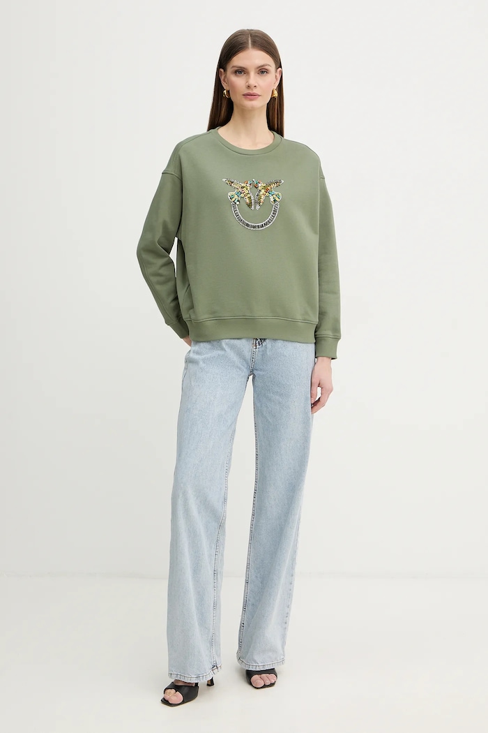 Βαμβακερή μπλούζα Pinko 100534.A33G πράσινο SS26