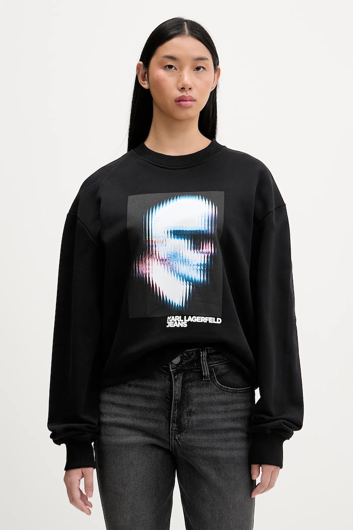 Karl Lagerfeld Jeans pamut melegítőfelső pamut fekete B1W20049
