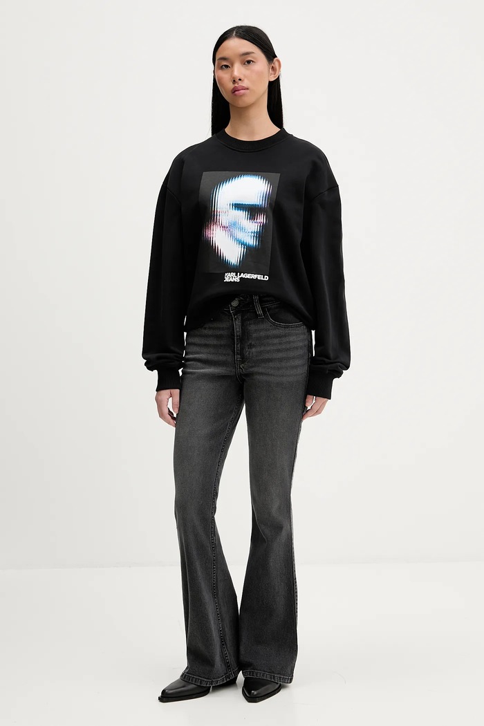 Karl Lagerfeld Jeans pamut melegítőfelső B1W20049 fekete SS26