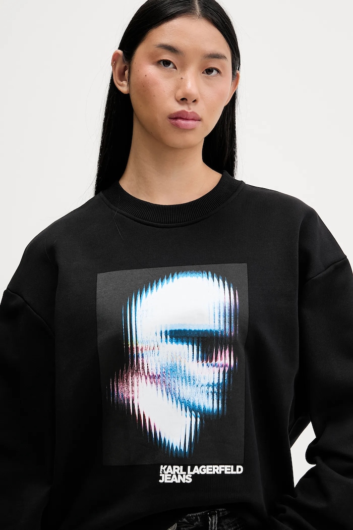 Karl Lagerfeld Jeans pamut melegítőfelső fekete B1W20049
