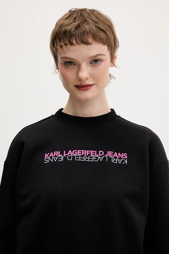 Βαμβακερή μπλούζα Karl Lagerfeld Jeans μαύρο B1W20041