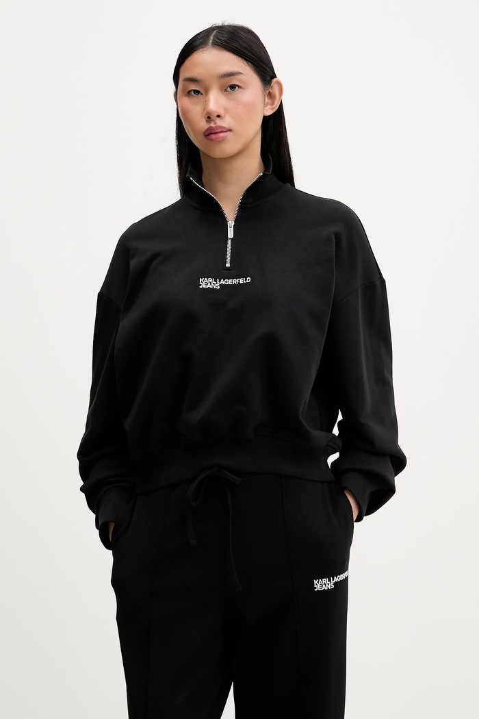 Karl Lagerfeld Jeans pamut melegítőfelső pamut fekete B1W20069