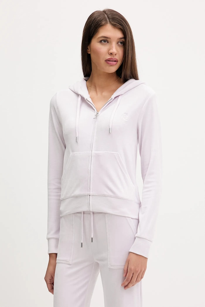 Velurová mikina Juicy Couture s kapucí fialová JCAP176.973