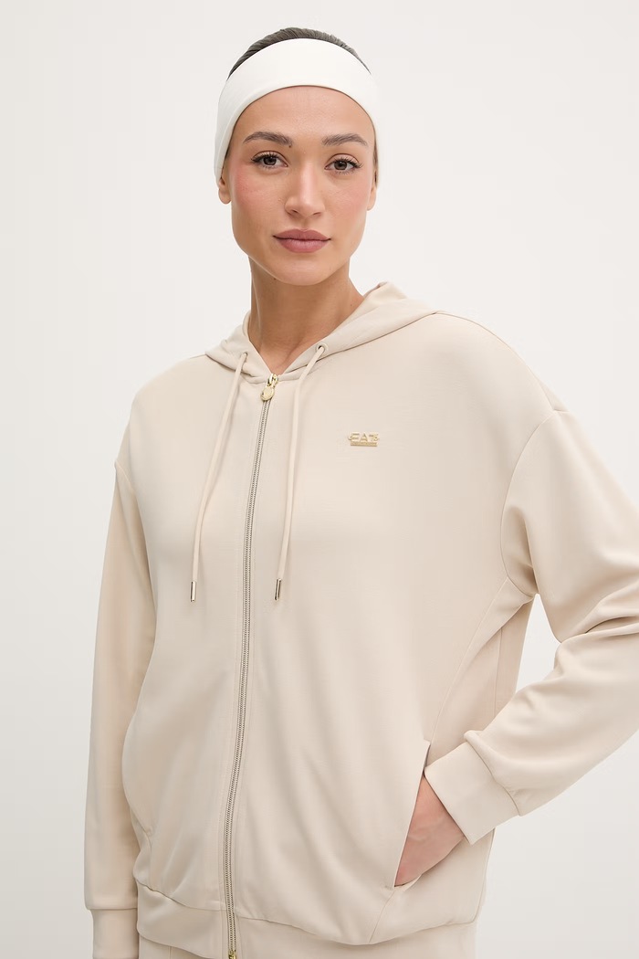 EA7 Emporio Armani mikina dámska z modalu béžová AF12643.7W000192