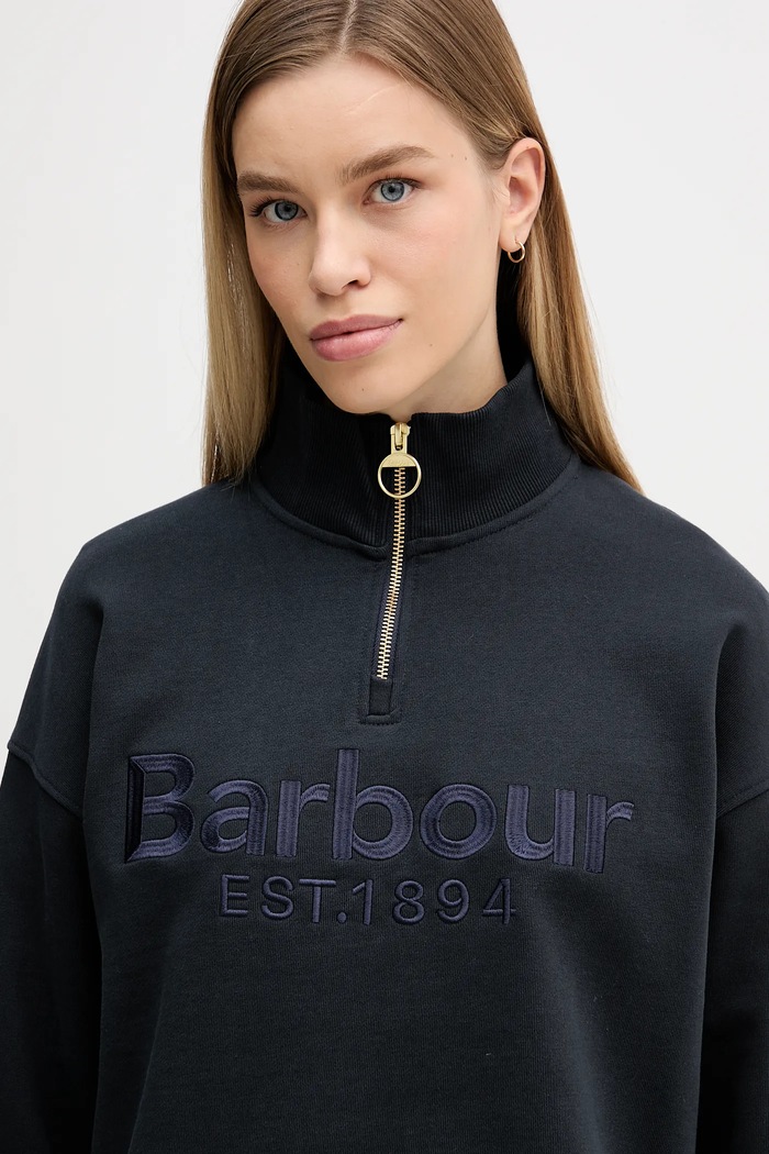 Βαμβακερή μπλούζα Barbour Sara σκούρο μπλε LOL0667