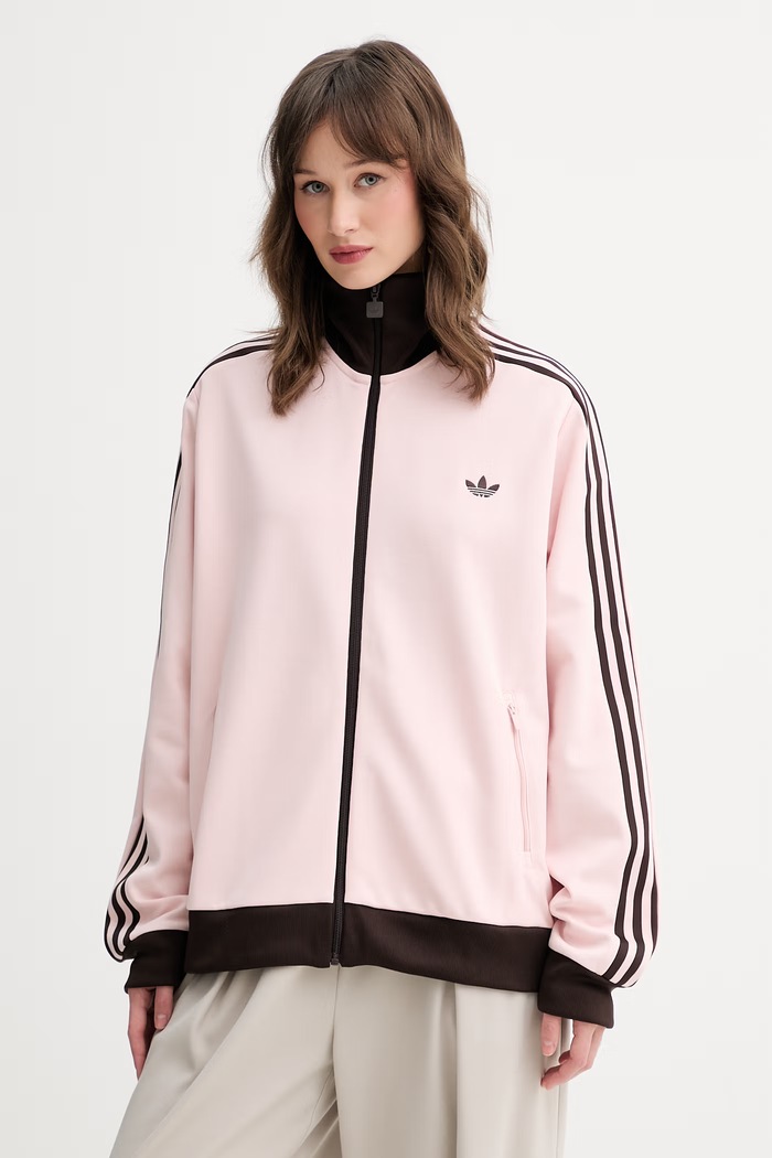 adidas Originals Суичър с цип дамски с памук розов KC6854