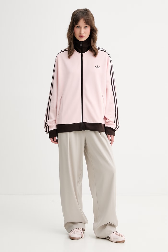 adidas Originals Суичър с цип дамски с памук KC6854 розов SS26