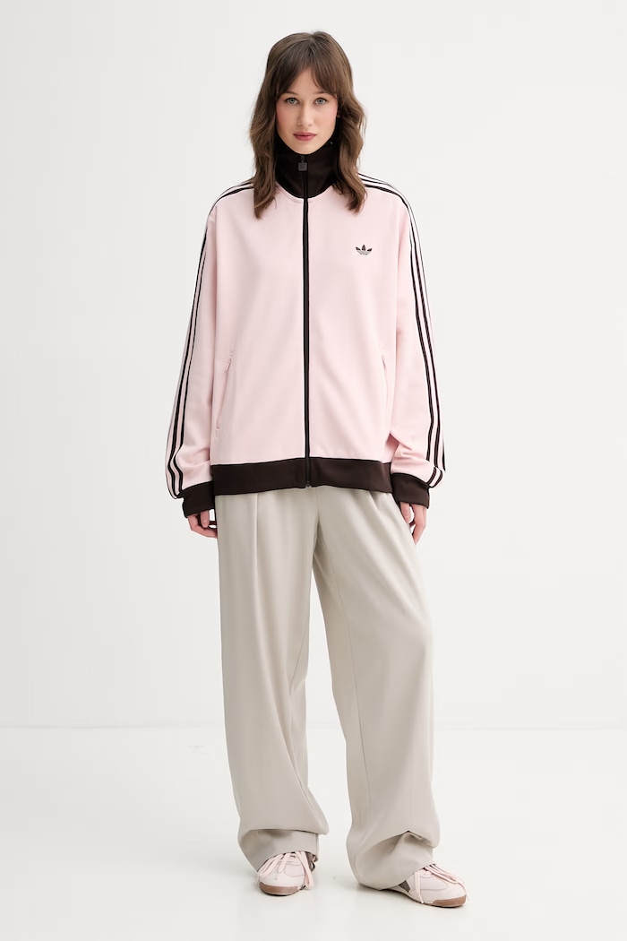 adidas Originals Суичър с цип дамски с памук KC6854 розов SS26