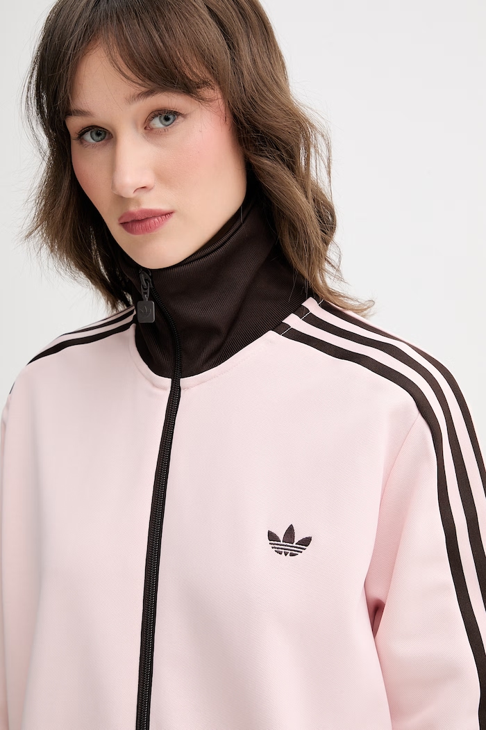adidas Originals Суичър с цип дамски с памук розов KC6854
