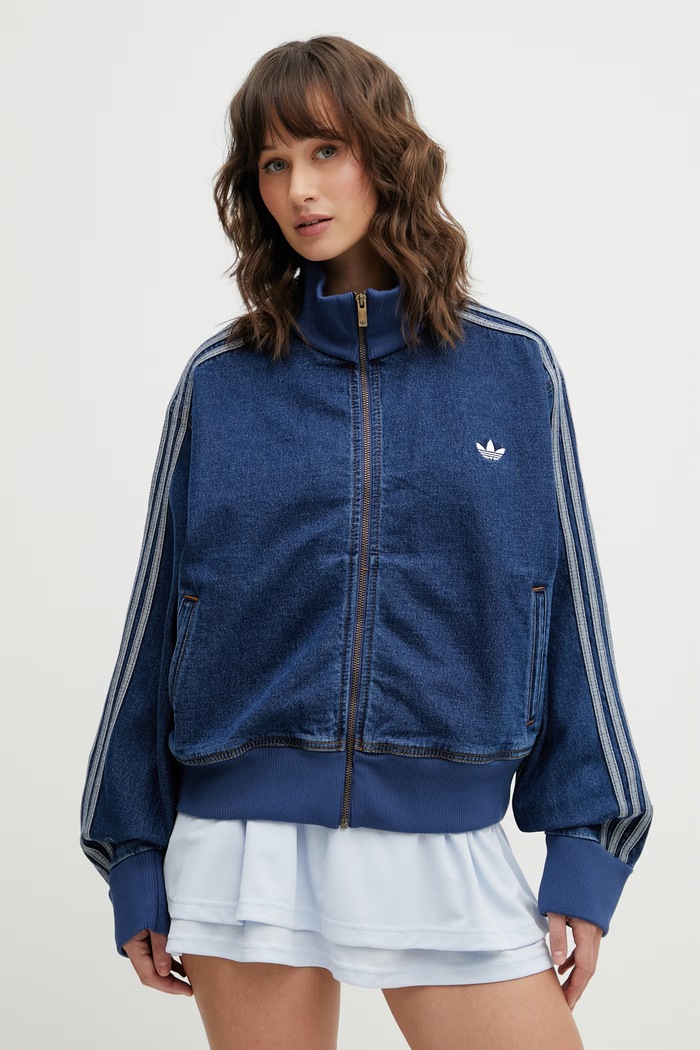 adidas Originals geacă jeans Firebird cu captuseala albastru KD2913