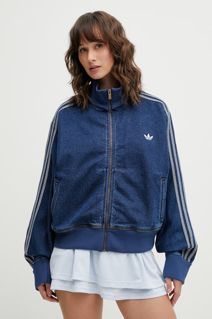 adidas Originals geacă jeans Firebird cu captuseala albastru KD2913