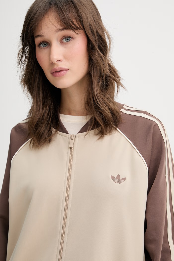 adidas Originals mikina na zips dámska s bavlnou béžová KD8825