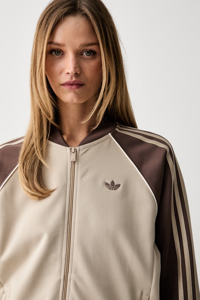 adidas Originals mikina na zips dámska s bavlnou béžová KD8825