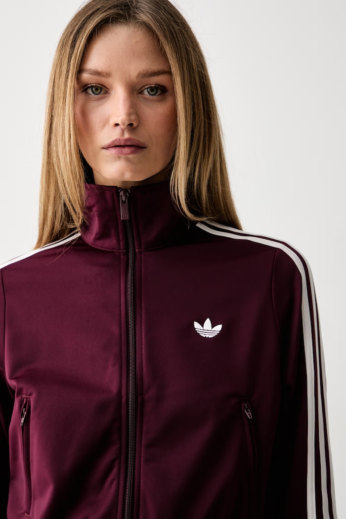 adidas Originals dukserica na zakopčavanje za žene bordo KQ6532