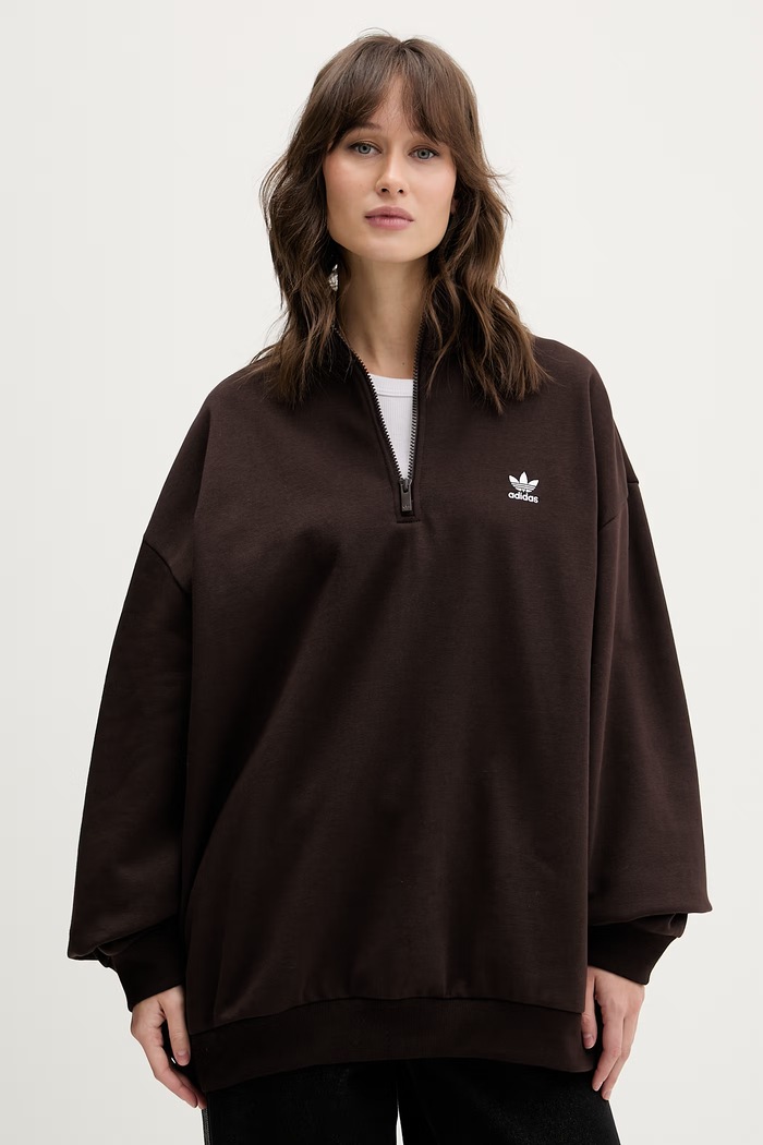 adidas Originals μπλούζα γυναικεία με βαμβάκι καφέ KT0795