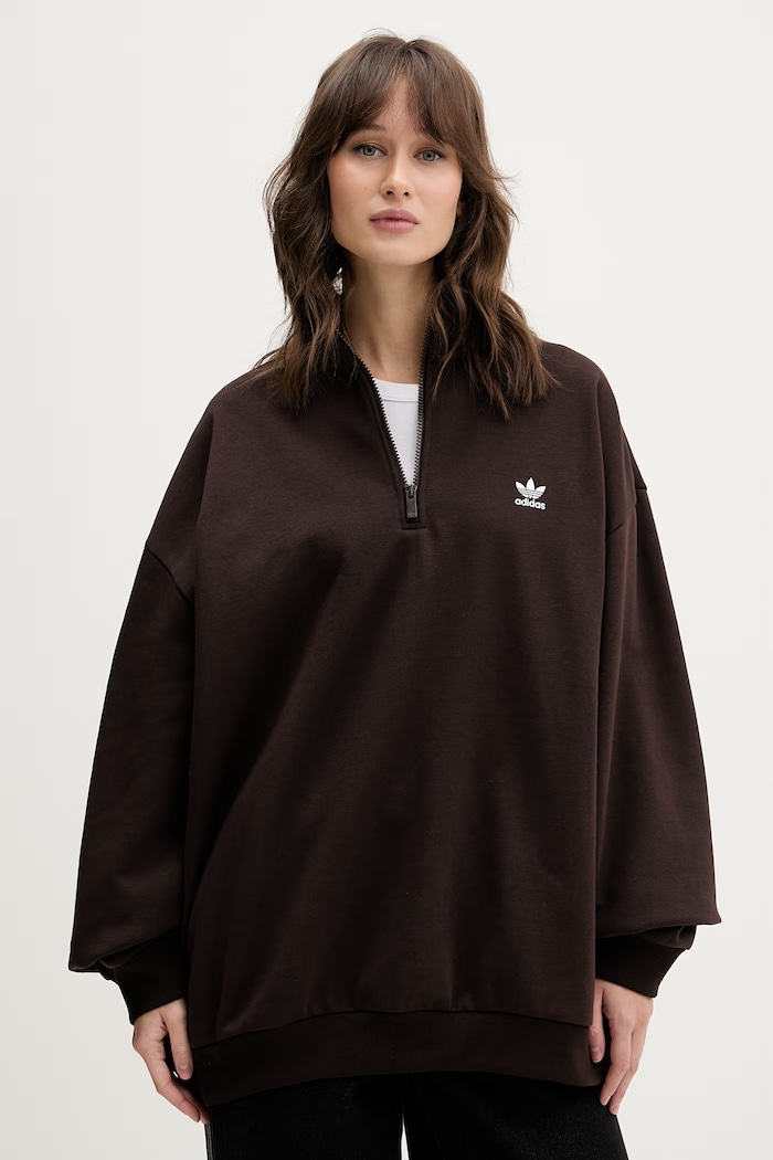 adidas Originals μπλούζα γυναικεία με βαμβάκι καφέ KT0795
