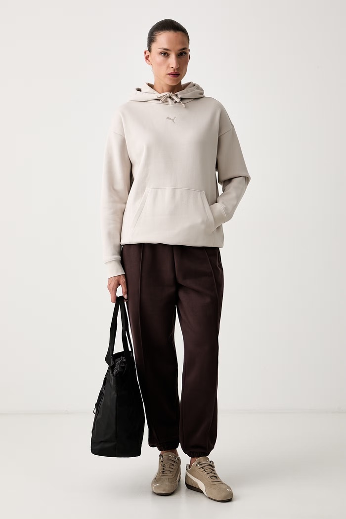 Puma bluza z kapturem damska z bawełną Essentials Relaxed 692917 beżowy SS26
