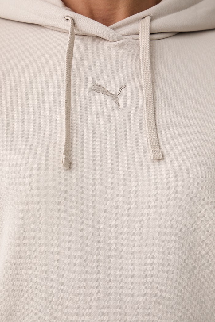 Puma bluza z kapturem damska z bawełną Essentials Relaxed 692917 beżowy