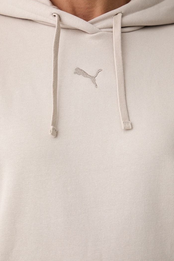 Puma bluza z kapturem damska z bawełną Essentials Relaxed 692917 beżowy