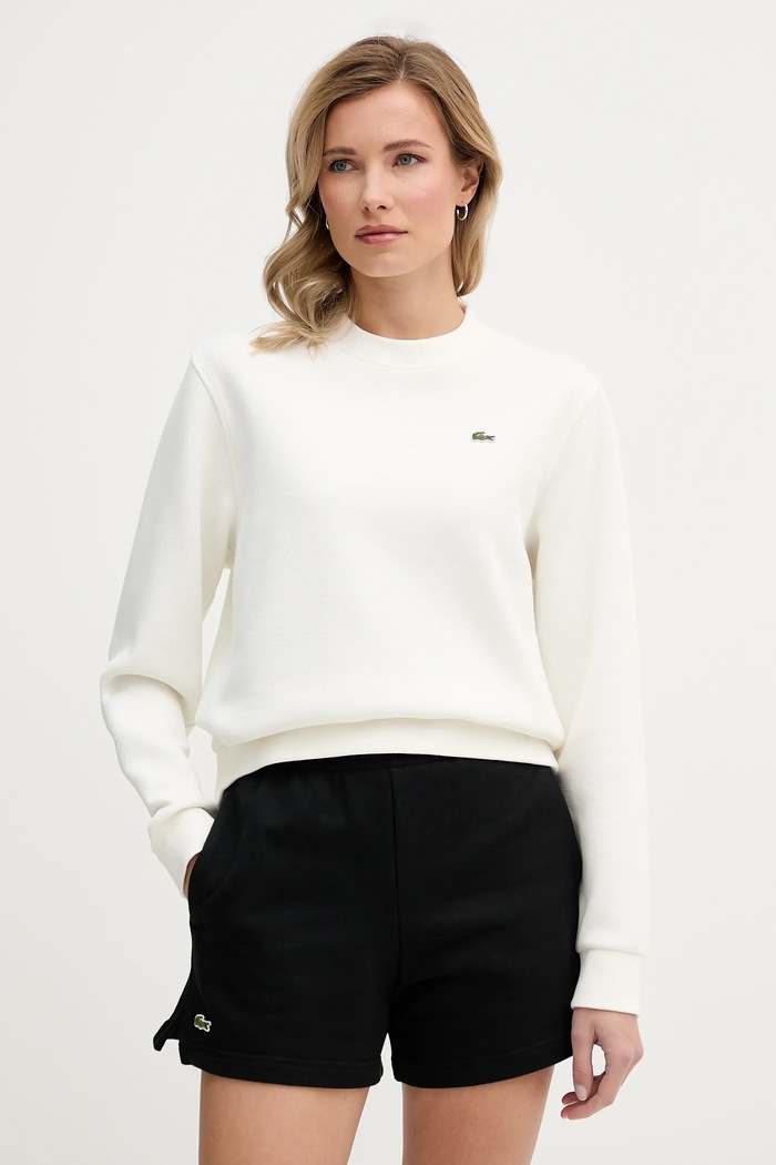 Lacoste μπλούζα γυναικεία με βαμβάκι χωρίς κουκούλα μπεζ SF5245