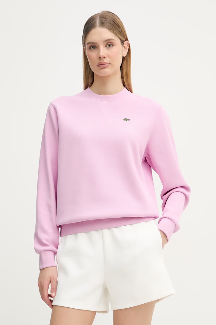 Lacoste μπλούζα γυναικεία με βαμβάκι χωρίς κουκούλα ροζ SF5245