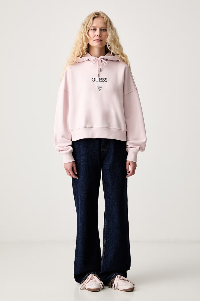 Guess Jeans bluza z kapturem damska bawełniana W6RQ00.K68I4 różowy SS26