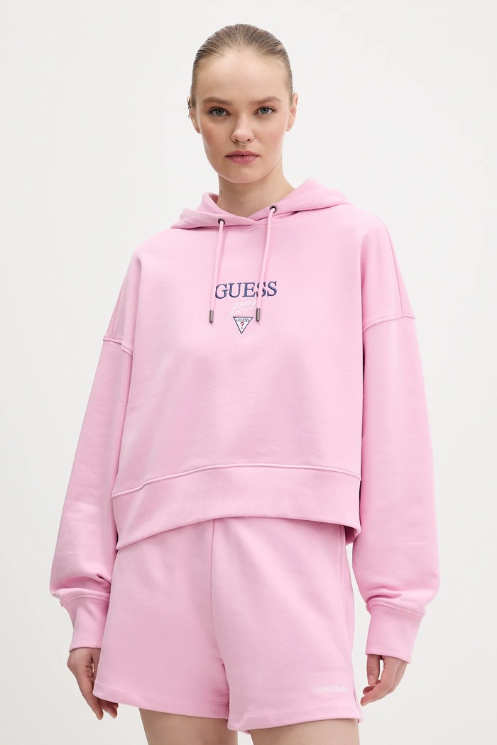 Guess Jeans pamut melegítőfelső pamut rózsaszín W6RQ00.K68I4