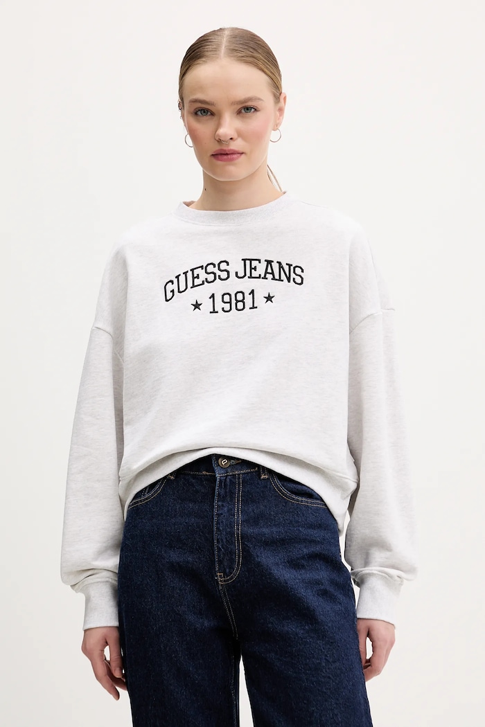 Guess Jeans pamut melegítőfelső pamut szürke W6RQ03.K68I4