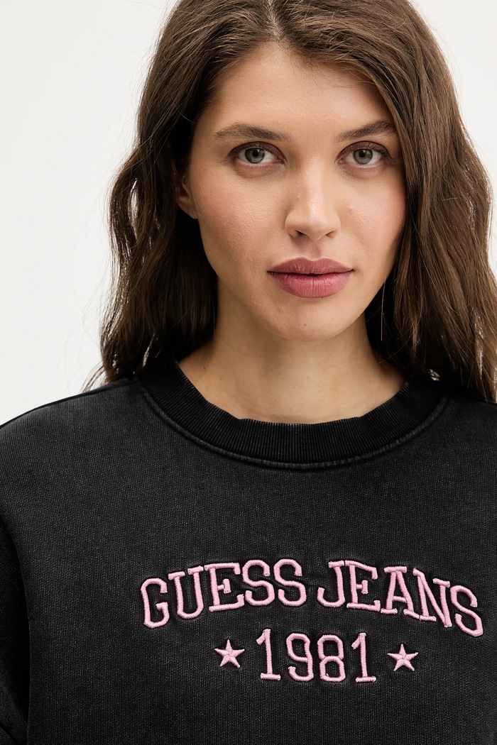 Bombažen pulover Guess Jeans črna W6RQ04.KCPR1