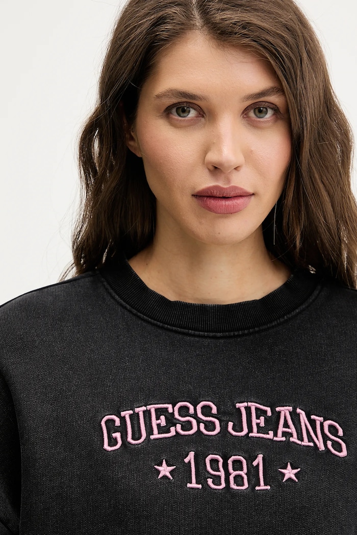 Bombažen pulover Guess Jeans črna W6RQ04.KCPR1