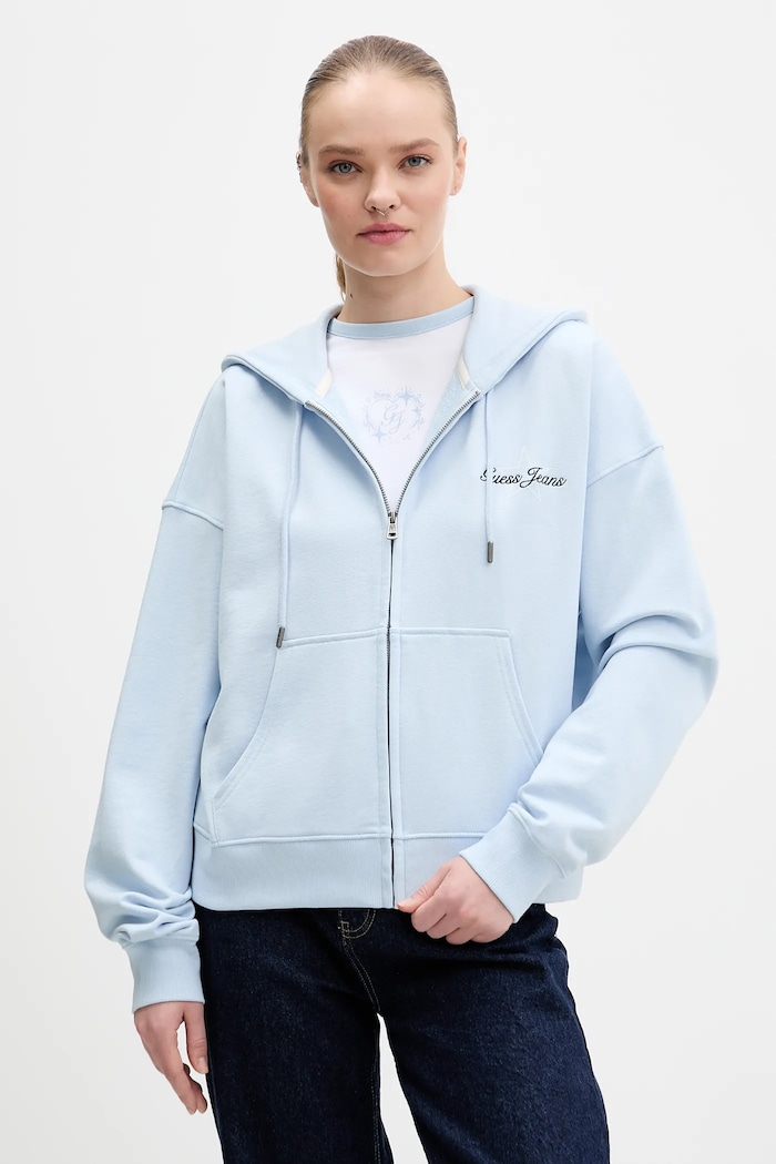 Guess Jeans pamut melegítőfelső pamut kék W6RQ06.K68I4
