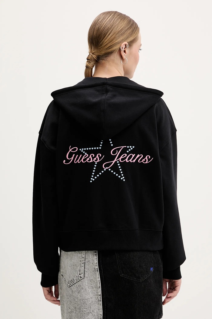 Ruházat Guess Jeans pamut melegítőfelső W6RQ06.K68I4 fekete