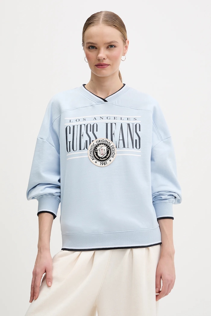 Guess Jeans pamut melegítőfelső pamut kék W6RQ09.K68I4