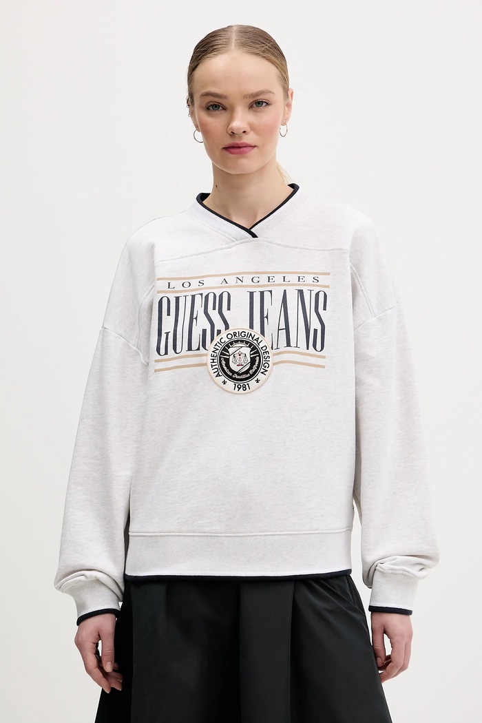 Guess Jeans pamut melegítőfelső pamut szürke W6RQ09.K68I4