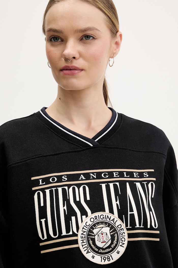 Guess Jeans pamut melegítőfelső fekete W6RQ09.K68I4