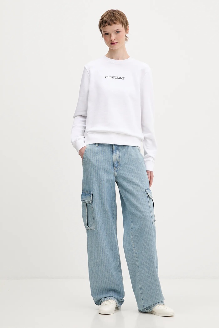 Guess Jeans bluza bawełniana W6RQ30.K68I4 biały SS26
