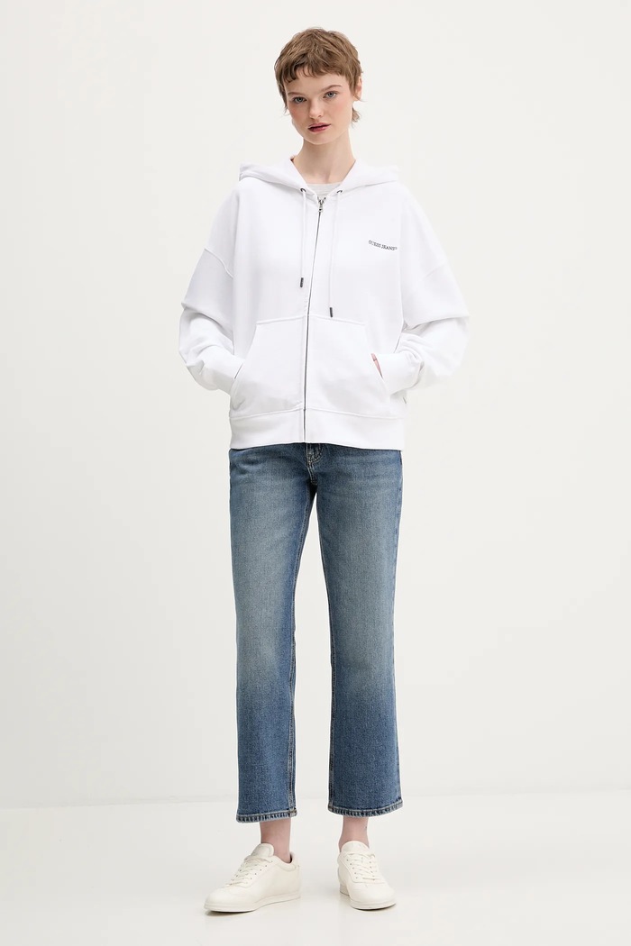 Guess Jeans pamut melegítőfelső W6RQ32.K68I4 fehér SS26