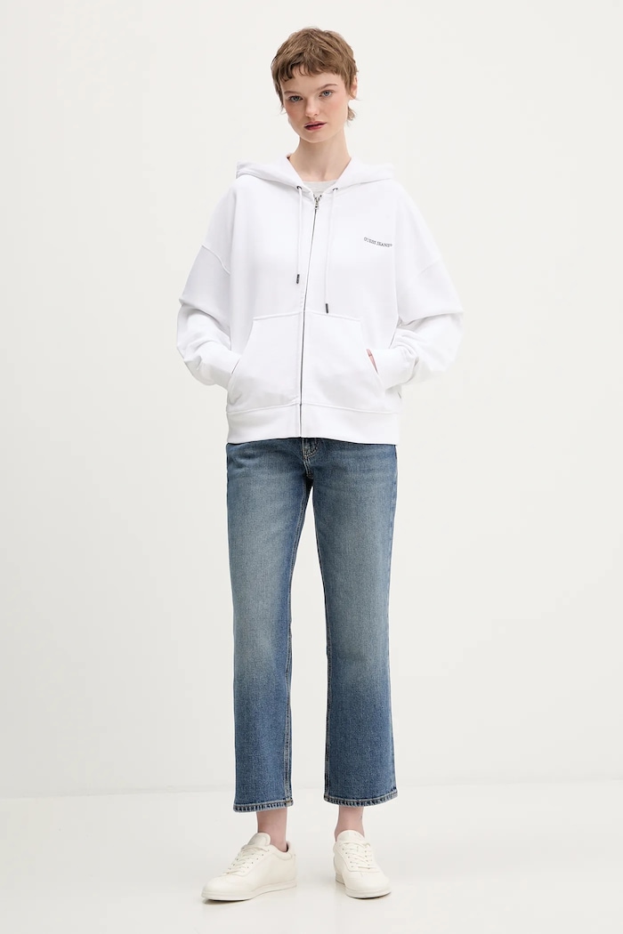 Guess Jeans pamut melegítőfelső W6RQ32.K68I4 fehér SS26