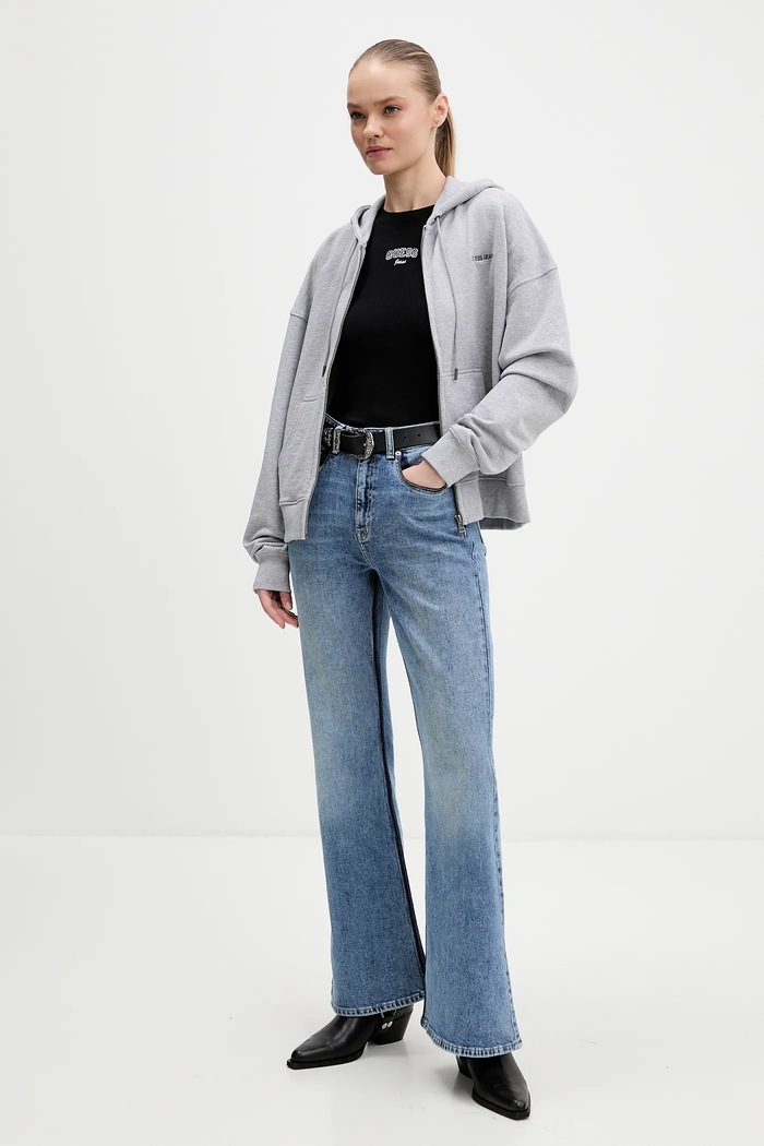 Guess Jeans pamut melegítőfelső W6RQ32.K68I4 szürke SS26