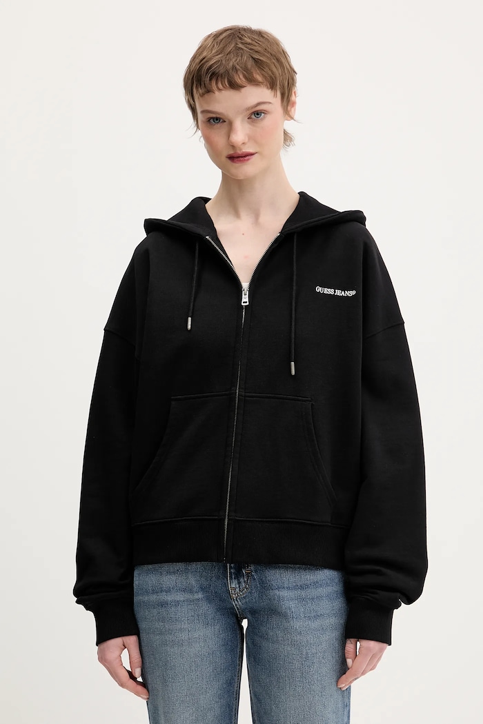 Guess Jeans pamut melegítőfelső pamut fekete W6RQ32.K68I4