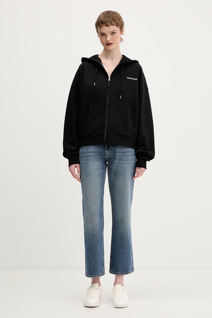 Guess Jeans pamut melegítőfelső W6RQ32.K68I4 fekete SS26
