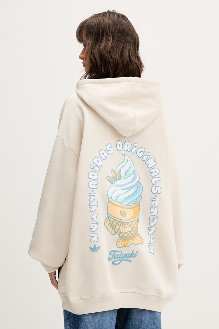 adidas Originals bluza Taiyaki z kapturem beżowy KY5492